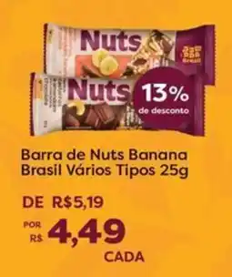 Mercadinhos São Luiz Barra de Nuts Banana Brasil Vários Tipos oferta