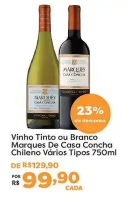 Mercadinhos São Luiz vinho tinto ou branco marques de casa concha chileno vários tipos oferta