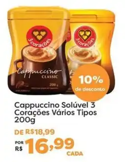 Mercadinhos São Luiz Cappuccino solúvel 3 corações vários tipos oferta