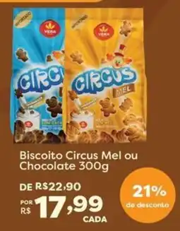 Mercadinhos São Luiz Biscoito Circus Mel ou Chocolate oferta