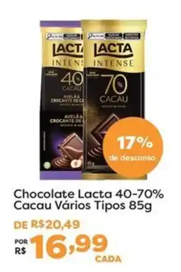 Mercadinhos São Luiz Chocolate lacta 40-70% cacau vários tipos oferta