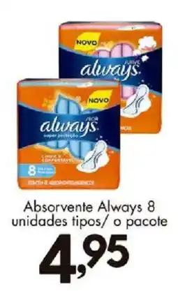 Confiança Supermercados Absorvente always 8 unidades tipos oferta