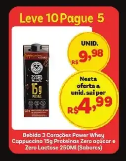 Covabra Supermercados Bebida 3 Corações Power Whey Cappuccino oferta