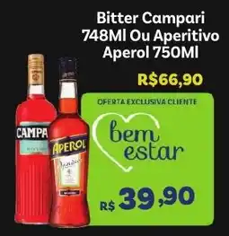 Covabra Supermercados Bitter Campari 748ml ou Aperitivo Aperol 750ml oferta
