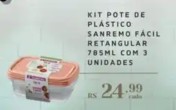 Empório Bahamas Kit pote de plástico sanremo fácil retangular oferta