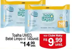Maby Supermercados Toalha umed. bebê limpo c/ 140unid. oferta