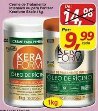 Supermercados Guanabara Creme de Tratamento Intensivo ou para Pentear Keraform Skafe 1kg oferta