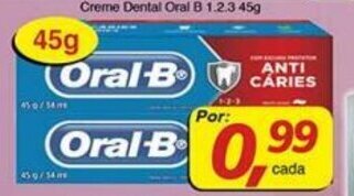 Supermercados Guanabara Creme Dental Oral B 1.2.3 45g oferta