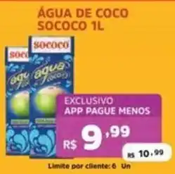 Supermercados Pague Menos água de coco sococo 1l oferta