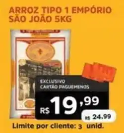 Supermercados Pague Menos arroz tipo 1 empório são joão oferta