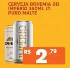 Supermercados Pague Menos Cerveja bohemia ou imperio 350ml lt. puro malte oferta