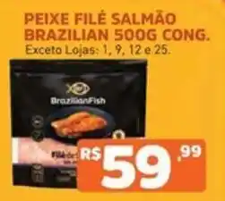 Supermercados Pague Menos Peixe filé salmão brazilian oferta