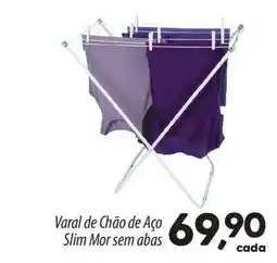 Asun Varal de Chão de Aço Slim Mor sem abas oferta