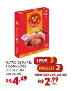 Bistek Supermercados filtro de papel 3 corações oferta