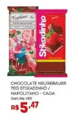 Bistek Supermercados chocolate neugebauer 70g stikadinho / napolitano - cada oferta