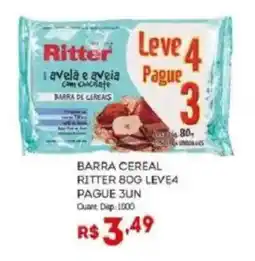 Bistek Supermercados Barra cereal ritter 80g leve4 oferta