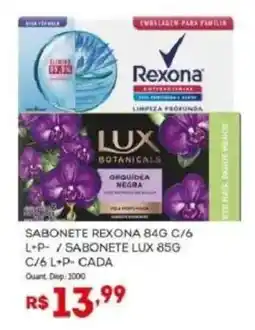 Bistek Supermercados Sabonete rexona 84g c/6 l+p- / sabonete lux 85g c/6 l+p- cada oferta