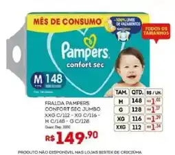 Bistek Supermercados Fralda pampers confort sec jumbo oferta