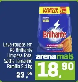 Arena Atacado Lava-roupas em Pó Brilhante Limpeza Total Sachê Tamanho Família oferta