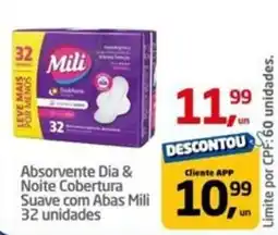 Tenda Atacado Absorvente Dia & Noite Cobertura Suave com Abas Mili oferta
