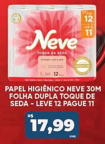 Papel higiênico neve 30m folha dupla toque de seda
