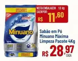 Max Atacadista Sabão em Pó Minuano Máxima Limpeza Pacote 4Kg oferta