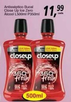 Supermercados Guanabara Antisseptico Bucal Close Up Ice Zero Alcool L500ml P350ml oferta