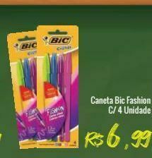 Caneta bic fashion c/ 4 unidade