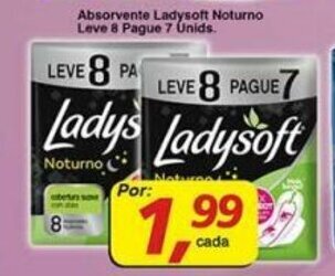 Supermercados Guanabara Absorvente Ladysoft Noturno leve 8 Pague 7 unids. oferta