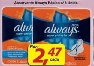 Supermercados Guanabara Absorvente Always Basico c/ 8und oferta