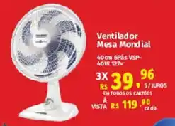 Supermercados Mateus Ventilador Mesa Mondial oferta