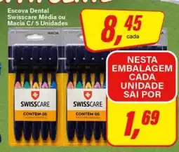 Rede Supermarket Escova Dental Swisscare Média ou Macia C/ 5 Unidades oferta