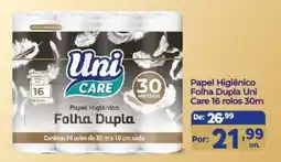 Shibata Supermercados Papel Higiênico Folha Dupla Uni Care oferta