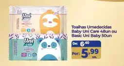 Shibata Supermercados Toalhas Umedecidas Baby Uni Care 48un ou Basic Uni Baby 50un oferta