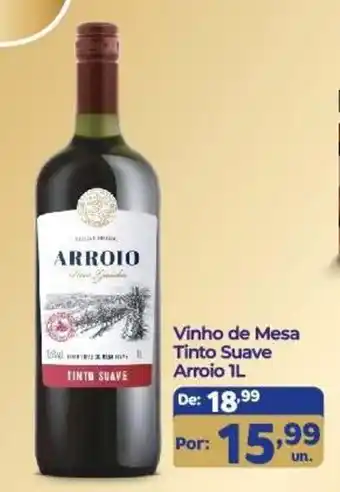 Vinho de mesa tinto suave arroio 1l