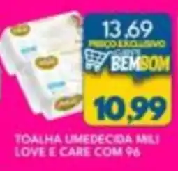 Rancho Bom Supermercados toalha umedecida mili love e care oferta