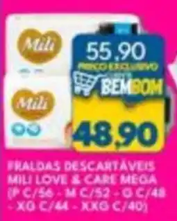 Rancho Bom Supermercados Fraldas descartáveis mili love & care mega oferta