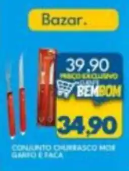 Rancho Bom Supermercados Conjunto churrasco com garfo e faca oferta