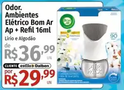 Supermercado Dalben Odor. Ambientes Elétrico Bom Ar Ap + Refil 16ml Lírio e Algodão oferta