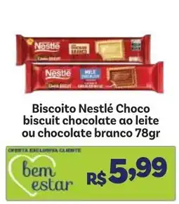 Covabra Supermercados Biscoito Nestlé Choco biscuit chocolate ao leite ou chocolate branco oferta