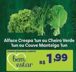 Covabra Supermercados Alface Crespa 1un ou Cheiro Verde 1un ou Couve Manteiga 1un oferta