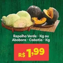 Covabra Supermercados Repolho Verde - Kg ou Abobora - Cabotia - Kg oferta