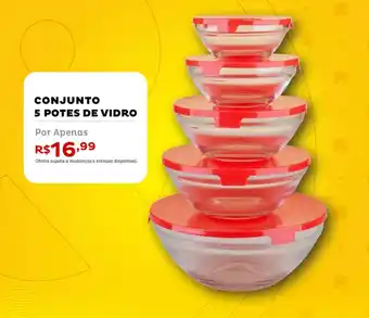 Conjunto 5 potes de vidro