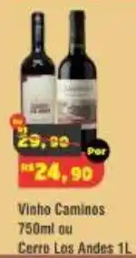 Royal Supermercados Vinho Caminos ou Cerro Los Andes oferta