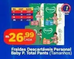 Super Show Fraldas Descartáveis Personal Baby P. Total Pants oferta