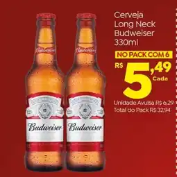 Brasão Supermercados Cerveja Long Neck Budweiser oferta
