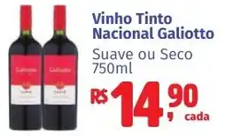 Camiño supermercados Vinho Tinto Nacional Galiotto oferta