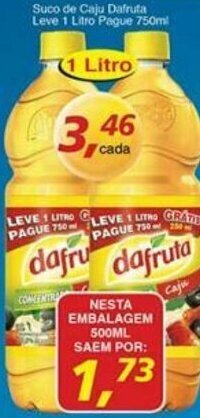 Supermercados Guanabara Suco de Caju Dafruta leve 1L pague 750ml oferta