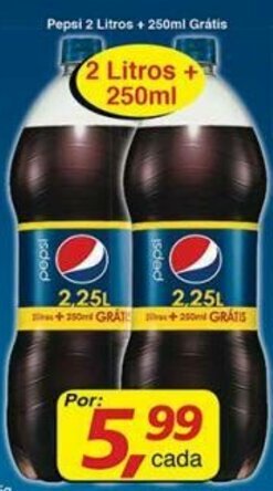 Supermercados Guanabara Pepsi 2L + 250ml Gratis oferta
