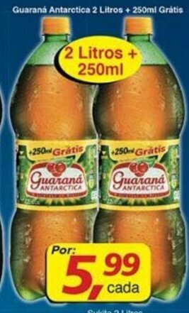Supermercados Guanabara Guarana Antarctica 2L + 250ml Gratis oferta
